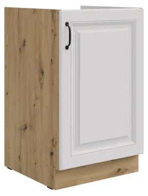 Produktbild von Spülenschrank 50 cm Stilo Weiß + Eiche Artisan Küchenzeile Küchenblock Küche