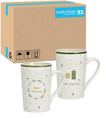 Produktbild von Große Weihnachts-Tassen mit Spruch 36er Set Porzellan 8 cm, 385 ml