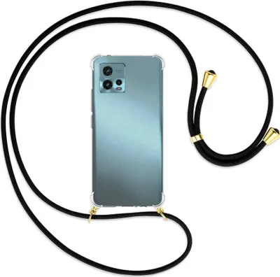 Produktbild von Handykette Backcover-Schutzhülle mit Band (Metall goldfarben) für Motorola Moto G72 (6.55'') - schwarz