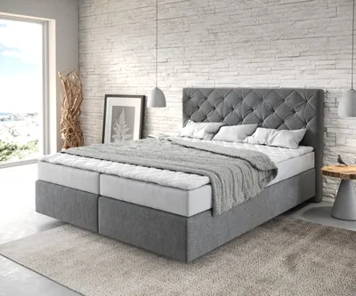 Produktbild von DELIFE Boxspringbett Dream-Great 160x200 cm Mikrofaser Anthrazit mit Matratze und Topper