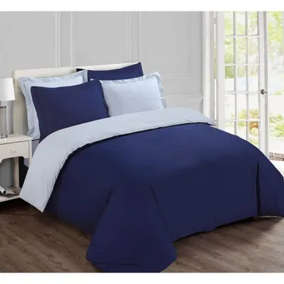 Obrázok produktu pre VISION - Súprava perín - Obojstranná, jednofarebná - Námornícka modrá a sivá - 260 x 240 cm - 100 % bavlna