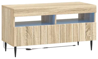 Image de Meuble TV LED vidaXL ZWOLLE, en panneaux de particules imitation chêne Sonoma