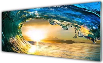 Produktbild von Acrylglasbilder 125x50 Wandbild Druck Welle Meer Sonnenuntergang Natur