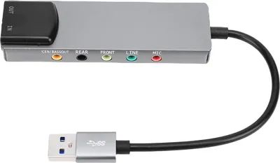 Zdjęcie produktu dla 7.1 USB karta dźwiękowa surround z SPDIF, cyfrowa, muzyka w wysokiej rozdzielczości, zewnętrzna do laptopa, srebrna