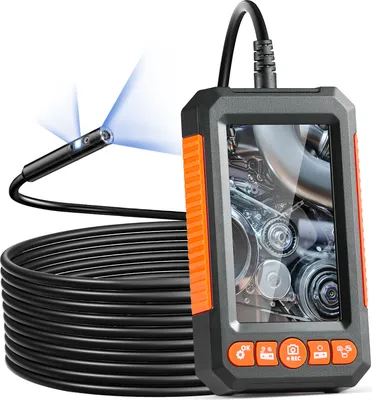 Produktbild von VEVOR Endoskopkamera mit Licht, Industrie-Endoskop mit Doppellinse, 4,3-Zoll-Bildschirm, 1080P-Inspektionskamera, 8 + 1 Lichter, 4-facher Zoom, IP67 wasserdichte Schlangenkamera