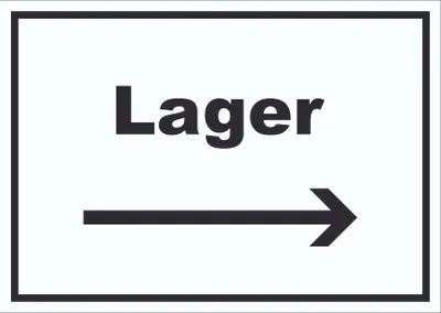 Produktbild von Lager Schild mit Text und Richtungspfeil rechts Storage Warenlager waagerecht A6 (105x148mm)