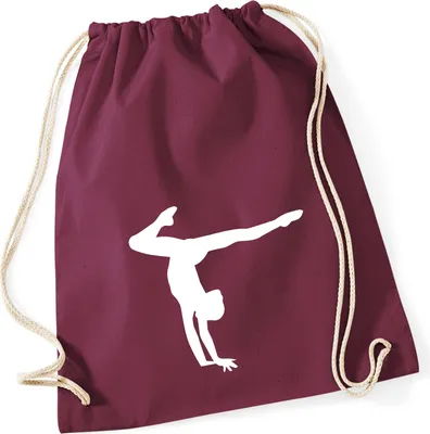 Produktbild von Huuraa Turnbeutel Turnen Gymnastik 12 Liter Burgundy Baumwolle Rucksack Geschenkidee