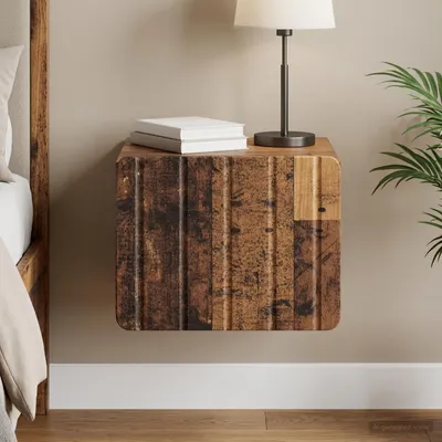 Zdjęcie produktu dla vidaXL Szafka nocna do montażu na ścianie z drewna postarzanego 33 x 34,5 x 24 cm