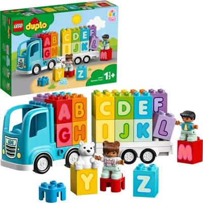 Image de LEGO 10915 DUPLO Mon premier camion ABC, Jouets alphabétiques, Jouets éducatifs pour les tout-petits à partir de 1,5 ans, Apprentissage des lettres, Jouets pour enfants