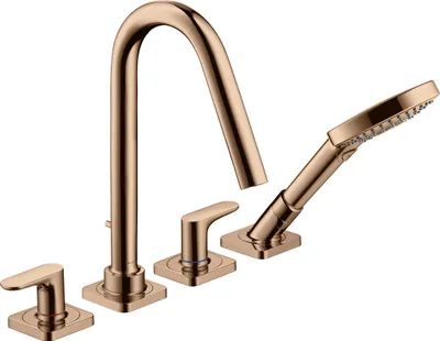 Produktbild von 4-Loch Fliesenrandarmatur AXOR CITTERIO M DN 15 m Hebelgr. u Ros. pol. red gold polished red gold