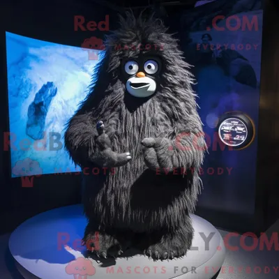 Produktbild von Schwarzes REDBROKOLY Yeti-Maskottchenkostüm mit Minikleid und Brille