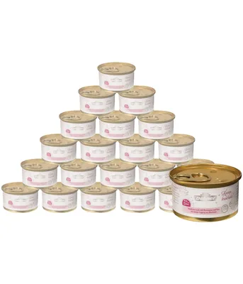 Produktbild von Dehner Premium Lovely Katzenfutter, Nassfutter in Gelee / glutenfrei, für ausgewachsene Katzen, Lachs / Wachtelei / Weizengras, 24 x 85 g Dose (2.04 kg)