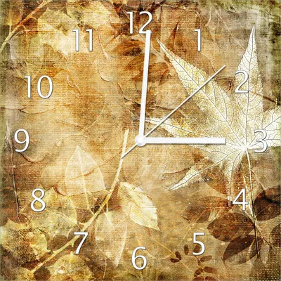 Produktbild von Wallario Design Wanduhr Herbstlaub aus Echtglas, Größe 30 x 30 cm