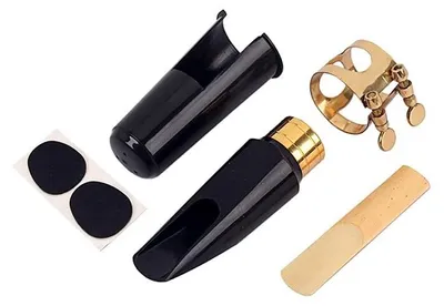 Image de Embouchure en plastique - Saxophone ténor - Agrafe métallique - Anches - Coussinets - Durable - Compact - Embouchure de saxophone