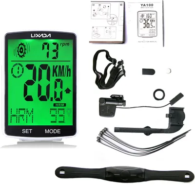Obrázok produktu pre LIXADA 3 v 1 bezdrôtový cyklopočítač s multifunkčným LCD displejom, cyklopočítač so snímačom srdcovej frekvencie, tachometer na horský bicykel, počítadlo kilometrov, vodotesný podľa normy IPX7, cyklistický stopky s meraním teploty