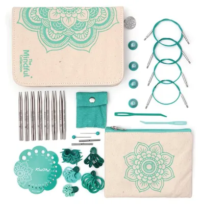 Wechselbares Nadelspiel-Set, 7 Paar Rundstricknadeln 10 cm, Zubehör