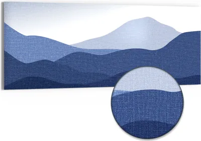 Produktbild von DEQORI Hybrid Leinwand Bild 125x50 cm 'Berge im Blauschleier' Wandbild Glas flach modern