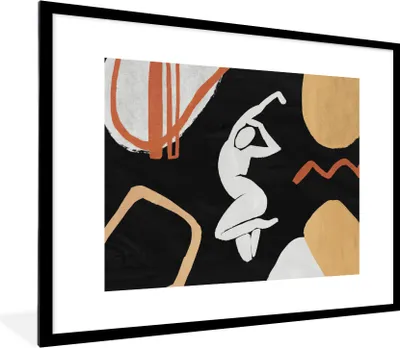 Produktbild von MuchoWow® Gerahmtes Poster Kunst - Abstrakt - Menschen 80x60 cm - Poster mit Schwarzem Bilderrahmen Wandposter Rahmen Foto Bilder - Schlafzimmer-Dekorationen - Fotoposter