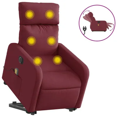 Produktbild von vidaXL Elektrischer Massagesessel mit Aufstehhilfe Weinrot Stoff