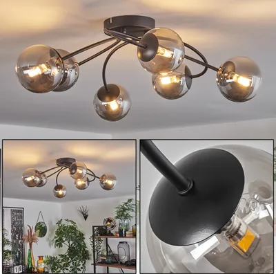 Produktbild von Isorella Deckenlampe aus Metall/Glas in Schwarz/Rauchfarben