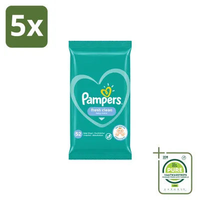 Productafbeelding van 5 x Pampers Fresh Clean vochtige doekjes - grote verpakking - 5 stuks