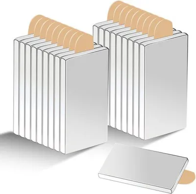 Zdjęcie produktu dla Bardzo mocne blachy magnetyczne 20 szt., 30×10×3 mm, samoprzylepne, z wyjątkowo silnymi magnesami neodymowymi, idealne do tablic suchościeralnych i projektów rękodzielniczych