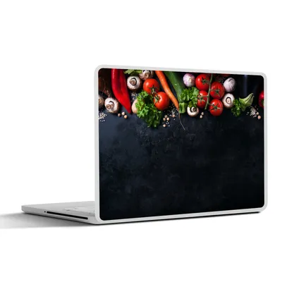 Produktbild von MuchoWow® Laptop Aufkleber Sticker Cover Gemüse - Kräuter - Gewürze - Schwarz - Rustikal - Küche 36.5x27.5 cm - Laptop-Sticker