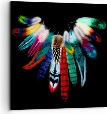 Produktbild von Bild auf Leinwand - Leinwandbild - Vogel Feder Farbe Komposition - 70x70cm - Wand Bild - Wanddeko - Leinwanddruck - Bilder - Kunstdruck - Wanddekoration - Leinwand bilder - Wandkunst - AC70x70-2932