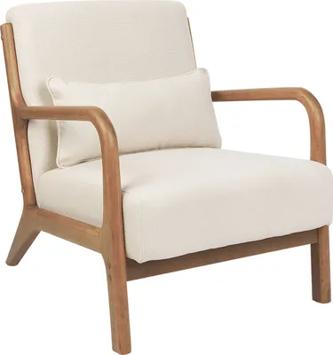Zdjęcie produktu dla BELIANI Fotel jasnobeżowy tapicerowany materiałem drewniane nóżki z podłokietnikami i poduszką retro design