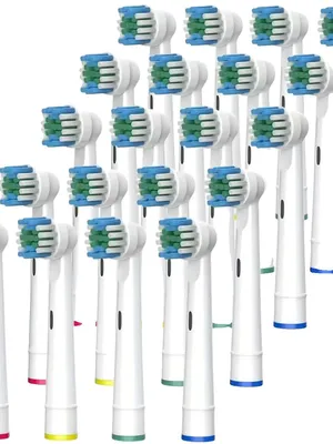 Zdjęcie produktu dla Główki szczoteczek do zębów, kompatybilne z Oral-B, wykonane z wysokiej jakości tworzywa sztucznego, standardowe opakowanie zawierające 16 sztuk
