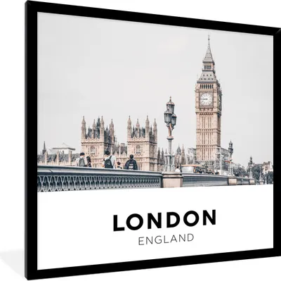 Produktbild von MuchoWow® Gerahmtes Poster London - England - Big Ben 40x40 cm - Poster mit Schwarzem Bilderrahmen Wandposter Rahmen Foto Bilder - Mit Rahmen - Wanddekoration Schlafzimmer