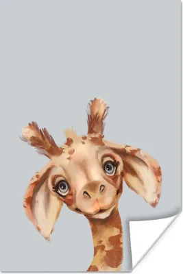 Produktbild von MuchoWow® Poster Giraffe - Grau - Porträt 40x60 cm - Plakate für die Wand - Poster Babyzimmer