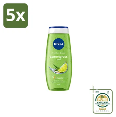 Image de 5 x Gel douche Nivea, citron et huile - 250 ml - Pack économique - 5 pièces