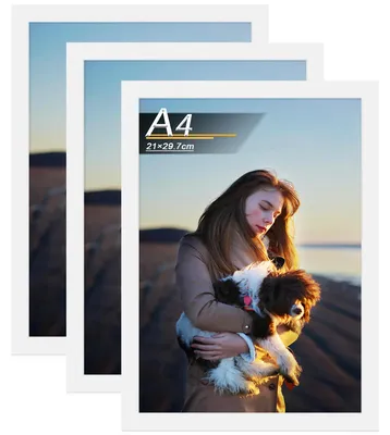 3er-Set weiße A4-Fotorahmen aus Holz, 21 x 29,7 cm