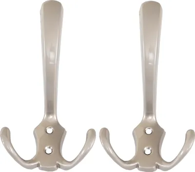 Produktbild von 2er-Set Garderobenhaken HWC-D46, Haken Wandhaken Kleiderhaken Set  Farbe: silber matt