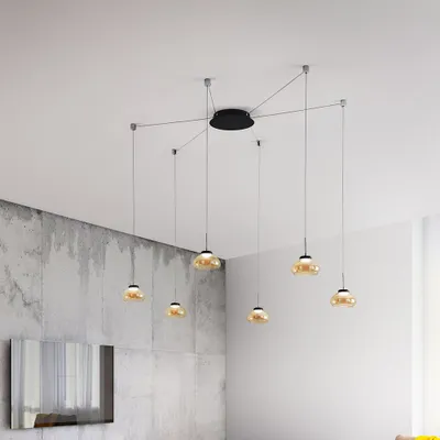 Produktbild von Fabas Luce Arabella LED Pendelleuchte 6-Flammig Amber