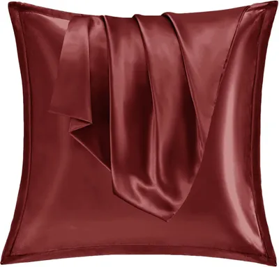 Produktbild von Satin Kissenbezug 65x65 2er Set Weich Seide Curly Haar Reißverschluss Rot