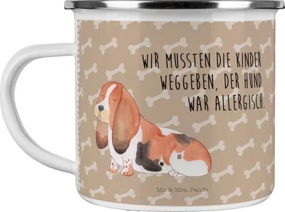 Produktbild von Mr. & Mrs. Panda Pott Hund Basset Hound - Hundeglück - Geschenk, Süß, Sprüche, Kaffeepott, emaillebecher, Reisebecher, Niedlich, Teetasse, Lustig, Emaille Tasse