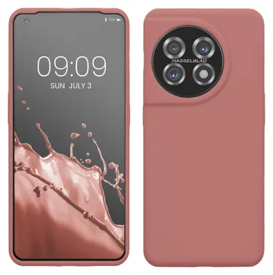 Produktbild von kwmobile Handyhülle für OnePlus 11 Hülle - Case Silikon - Kabelloses Laden - Schutzhülle Cover in Winter Rose