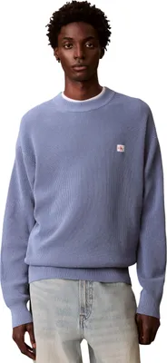 Produktbild von Calvin Klein Herren Pullover Baumwolle Waffle mit Rundhalsausschnitt, Blau (Dusty S