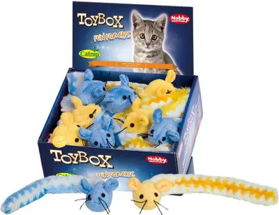 Immagine prodotto di Nobby - Topolino di peluche, assortiti, confezione da 18 pezzi; 30 cm, con erba gatta