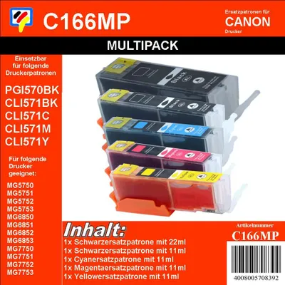 Produktbild von PGI570 & CLI571 BCMY Dr. Inkjet Multipack 5 XXL Ersatzpatronen BBCMY - ersetzen PGI570 & CLI571 BCM