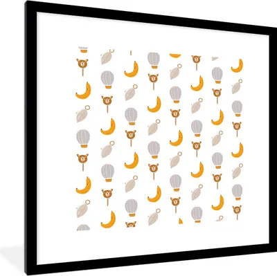 Produktbild von MuchoWow® MuchoWow® Gerahmtes Poster Pastell - Muster - Babyzimmer 40x40 cm - Poster mit zchwarzem Bilderrahmen - Poster - Plakat im Rahmen