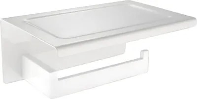 Image de Support de papier toilette Salle de bain Étagère murale Acier inoxydable Blanc Suspension