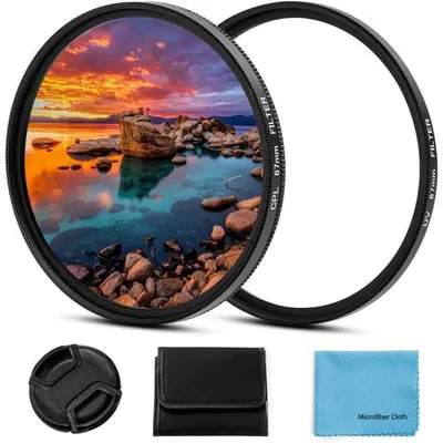 Obrázok produktu pre Sada filtrov 72 mm (UV a CPL) s krytkom objektívu, kompatibilná s fotoaparátmi značiek Canon, Nikon, Sony, Pentax, Olympus, Fuji