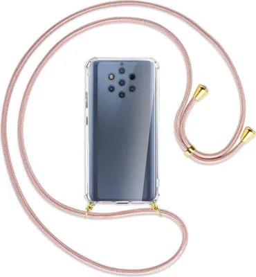 Produktbild von Handykette Backcover-Schutzhülle mit Band (Metall goldfarben) für Nokia 9 PureView - roségold