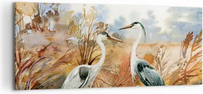 Produktbild von Bild auf Leinwand - Leinwandbild - Einteilig - Kraniche Vögel Herbst - 100x40cm - Wand Bild - Wanddeko - Wandbilder - Leinwanddruck - Bilder - Wanddekoration - Leinwand bilder - AB100x40-5077