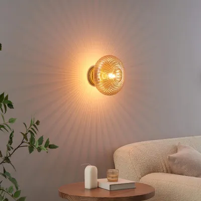 Produktbild von KOSILUM - Wandleuchte, Metall und Glas - Bernstein und Gold - Ambrine