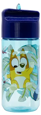 Produktbild von Wasserflasche mit Strohhalm für Kinder STOR 50636 430 ml Bluey (blau)