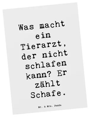Produktbild von Mr. & Mrs. Panda Postkarte Spruch Tierarzt Schafzählen - Weiß - Geschenk, Postkarten, Hunde, Berufsleben, Ansichtskarte, bildkarte, Beruf, Tiere, Berufsliebe, schlafloser